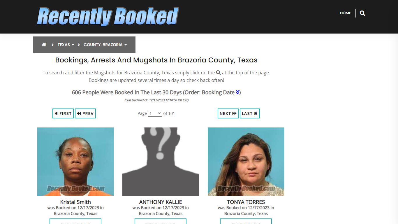 Recent bookings, Arrests, Mugshots in Brazoria County, Texas